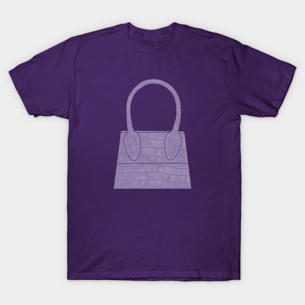 Purple leather crocodile skin miniature hand bag T-Shirt by Tana B 